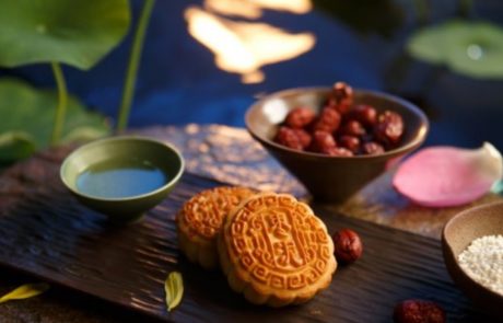 mooncakes on table for Chinese mid-autumn festival